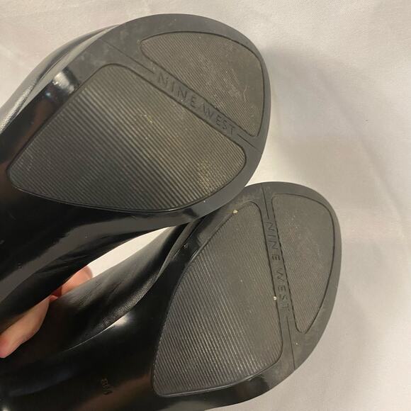 Nine West Black‎ Leather Danee Peep Toe Heel Size 8 - Picture 2 of 7